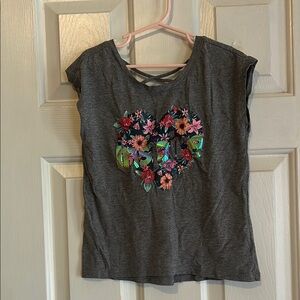 Old Navy Gray Floral Embellished Blouse